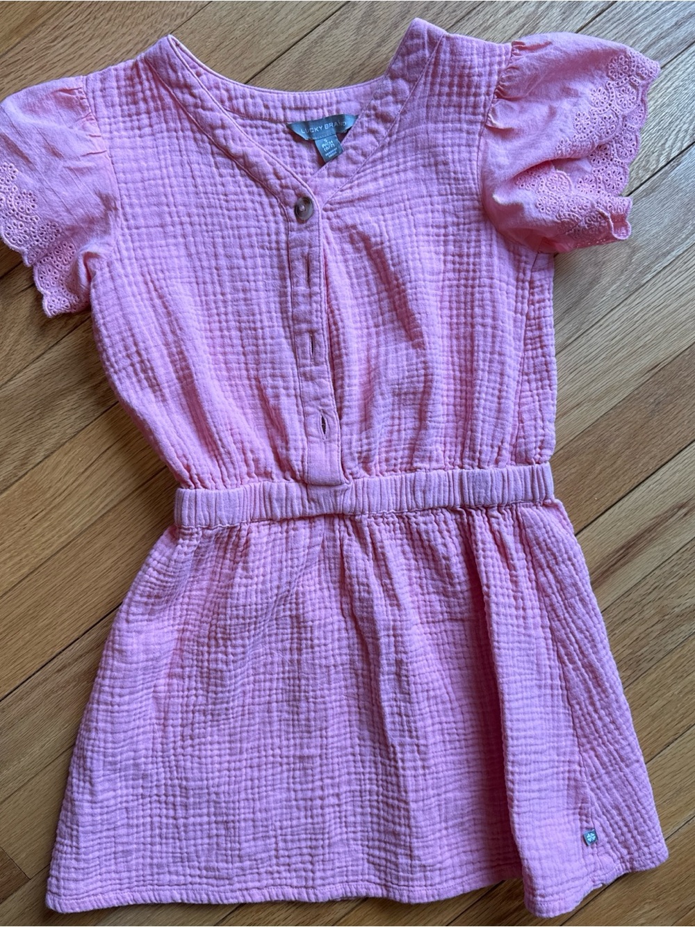 Lucky Brand Pink Cotton Gauze Button-Front Dress